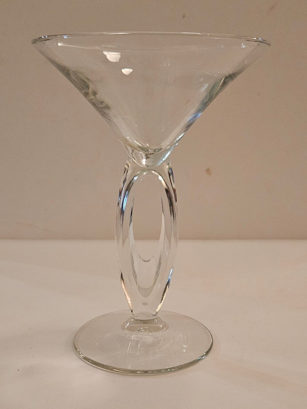 Clear Martini Glass - Solid Round Flared Bowl Oval Pedestal Stem 6.5in